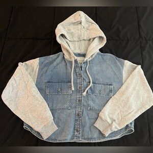 American Eagle denim cropped hoodie
